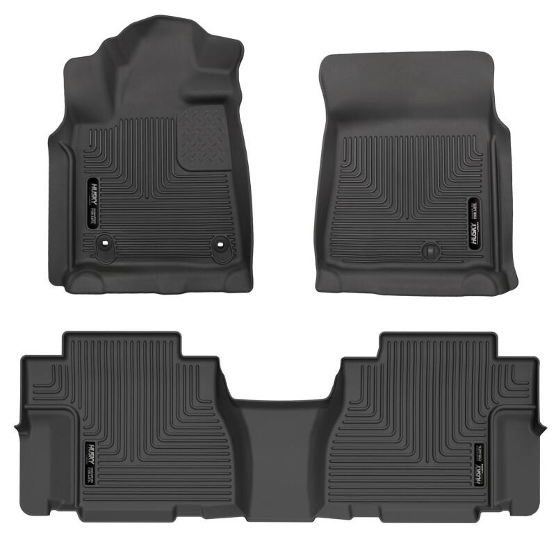 Toyota Sequoia Floor Liners - Front + 2nd Seat - Husky Liners - Weatherbeater - Black - `12-`22 Toyota Sequoia Floor Liners - Front + 2nd Seat - Husky Liners - Weatherbeater - Black - `12-`22